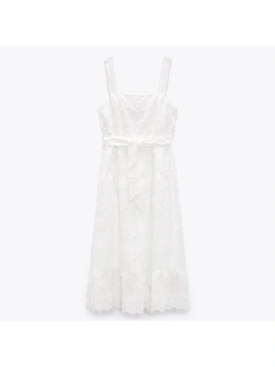 NWOT Zara Midi textured white dress size xs - Picture 6 of 8